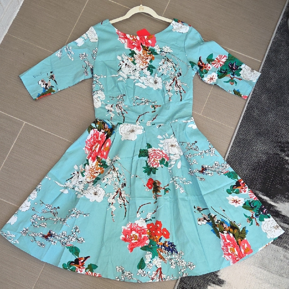 Retro Mint Limit Floral 50's Style Swing Dress NWT